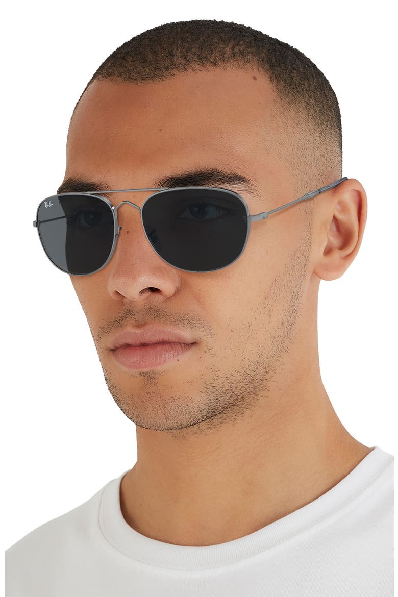 Bain Bridge 60mm Pillow Aviator Sunglasses, Alternate, color, GUNMETAL