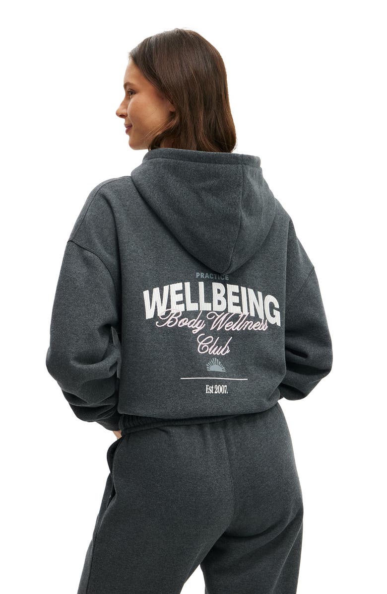 COTTON ON BODY Women's Active Plush Premium Graphic Hoodie, Alternate, color, Dark Grey Marle Wellness