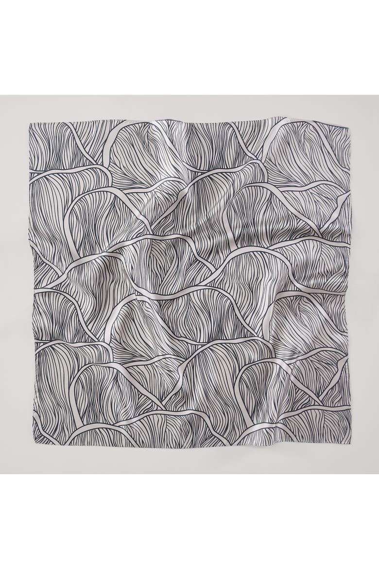 Umbra Bloom Silk Scarf, Main, color, Navy/Neutral