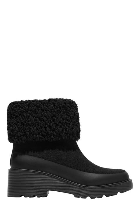 Faux Fur Platform Chunky Wedge Boots (Elaine)