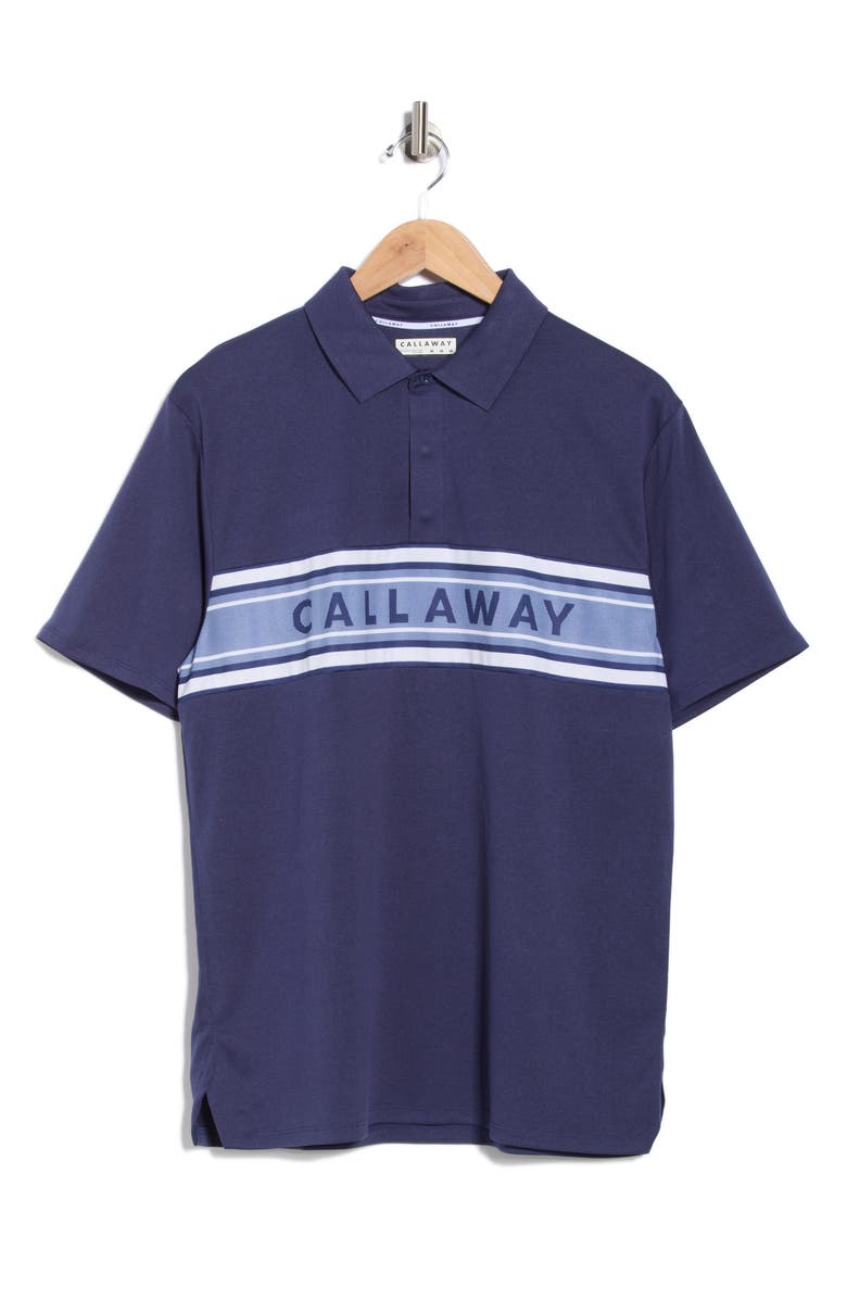 Callaway Logo Colorblock Golf Polo, Alternate, color, Medieval Blue