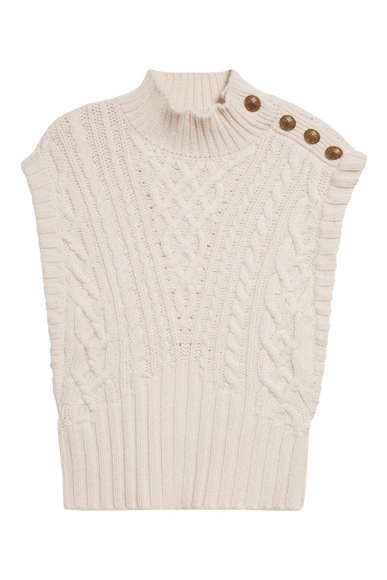 Holton Wool Button Shoulder Cap Sleeve Sweater, Alternate, color, IVORY