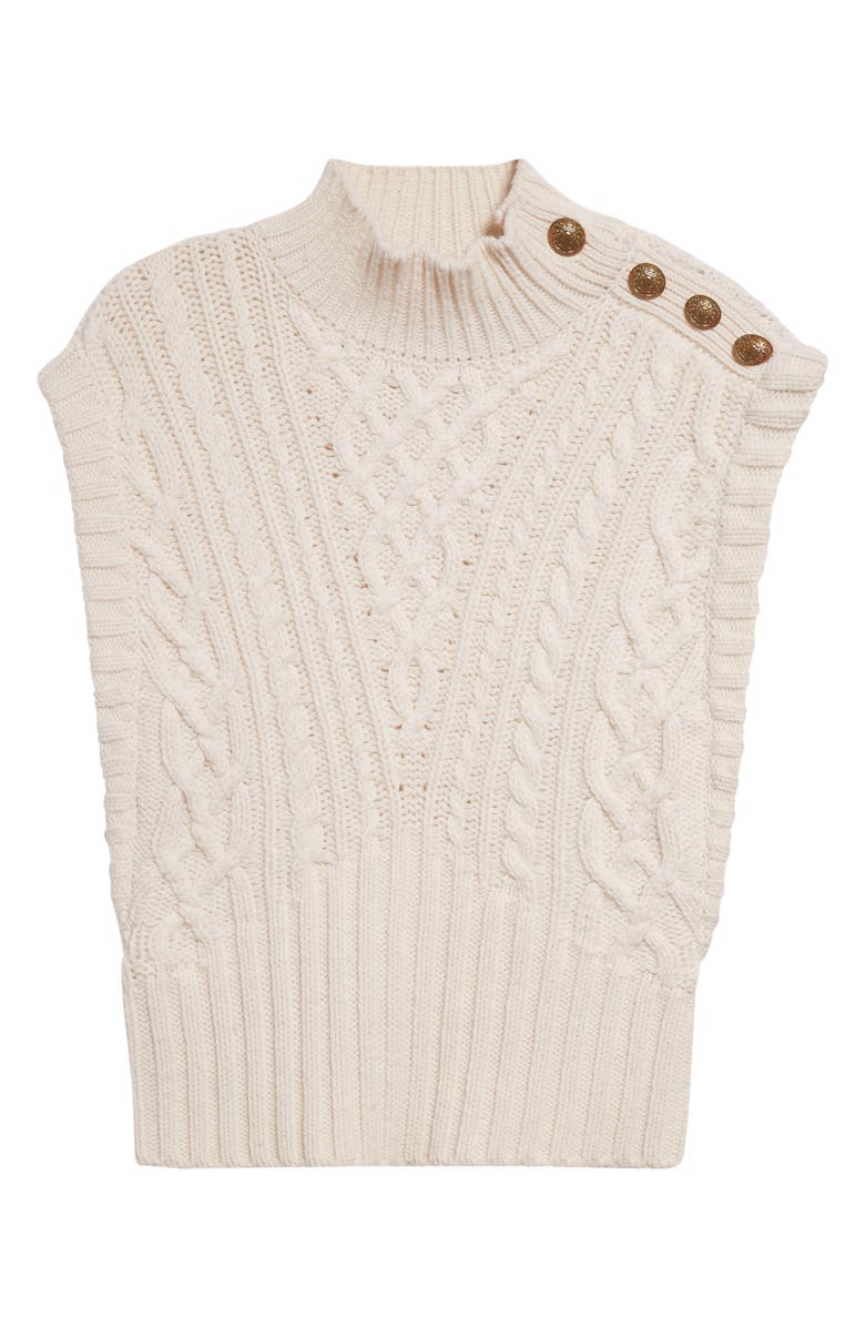 Veronica Beard Holton Wool Button Shoulder Cap Sleeve Sweater, Alternate, color,