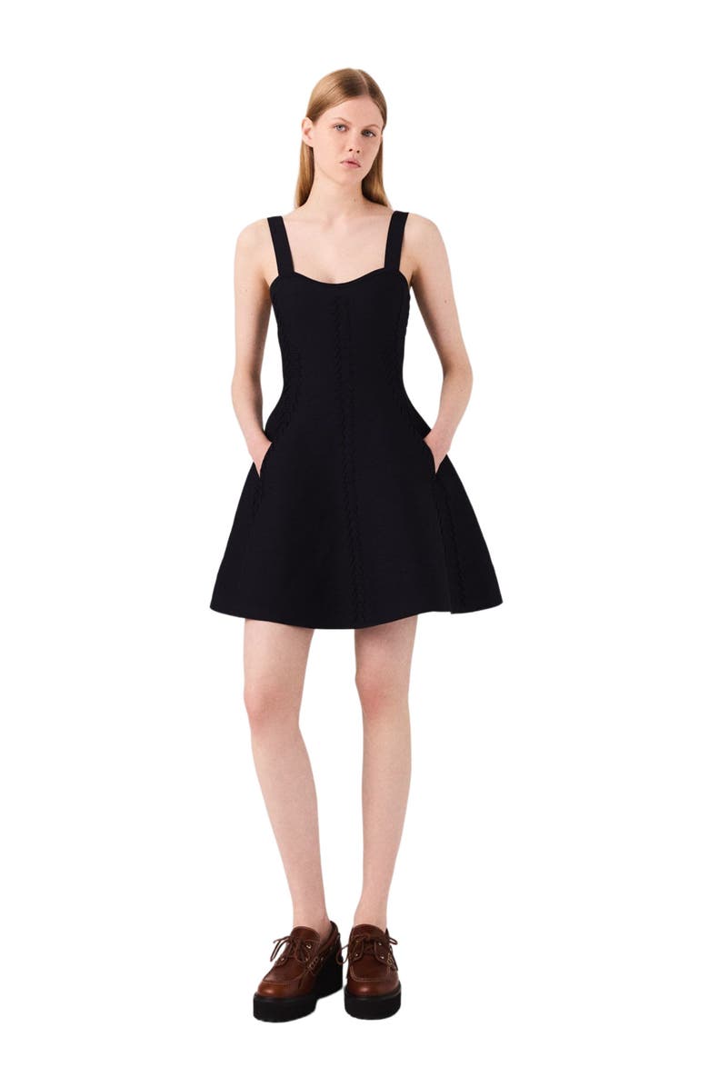 maje Mini knitted babydoll dress, Alternate, color, Navy