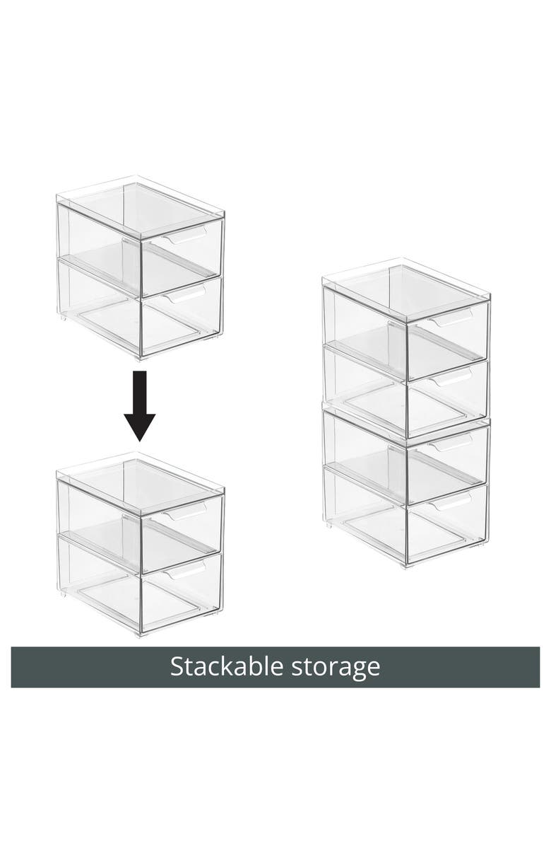 mDesign 2-Drawer Stackable Organizer - Clear, Alternate, color, Clear