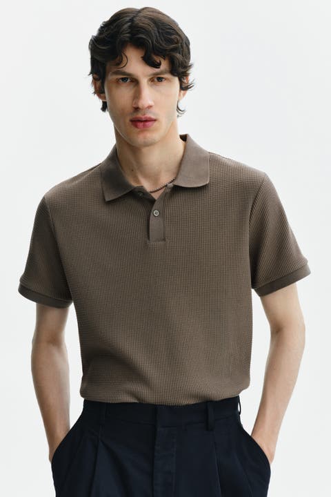Slim Fit Waffle-knit Polo Shirt