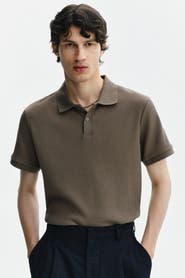 H&M Slim Fit Waffle-knit Polo Shirt