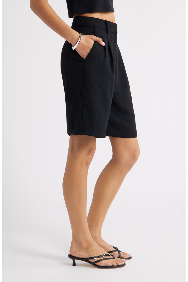 The Curator Pleated Bermuda Shorts, Alternate, color, BLACK