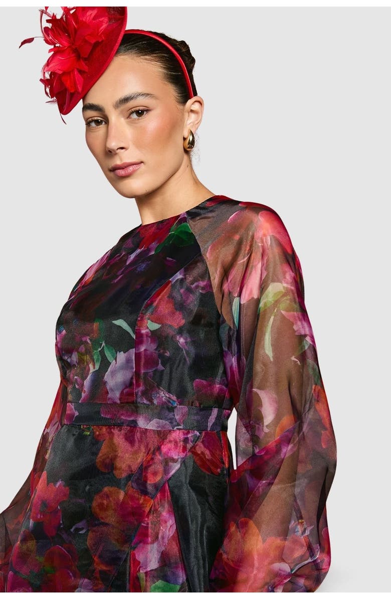 Coast Organza Puff Sleeve Midi Dress, Alternate, color, Pink