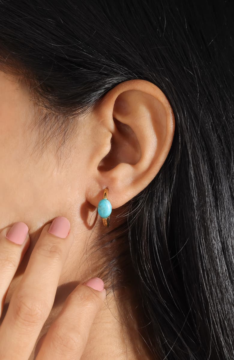 YS GEMS Turquoise Hoop Earrings, Alternate, color, Blue