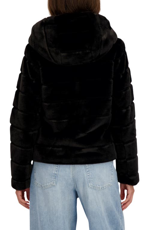 Sebby Hooded Faux Fur Jacket In Black
