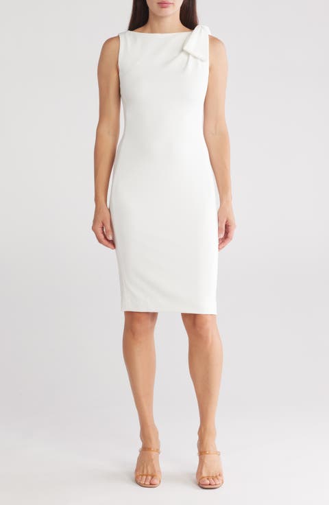 Shoulder Bow Sleeveless Sheath Dress