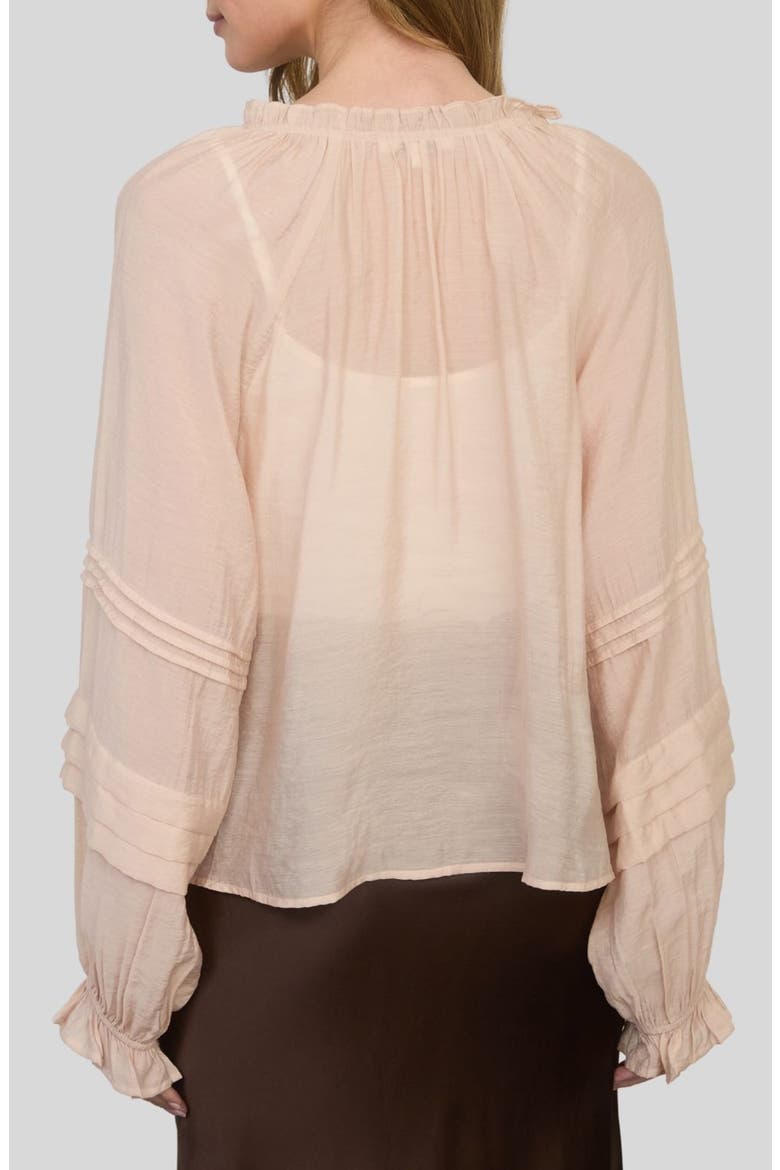 Ruffle Tie Neck Top, Alternate, color, BLUSH