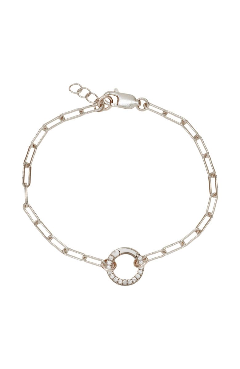 MADE BY MARY Jude Charm Bracelet with CZ Link Lock, Main, color, Silver
