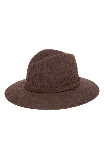 San Diego Hat Faux Suede Trim Knit Fedora In Brown