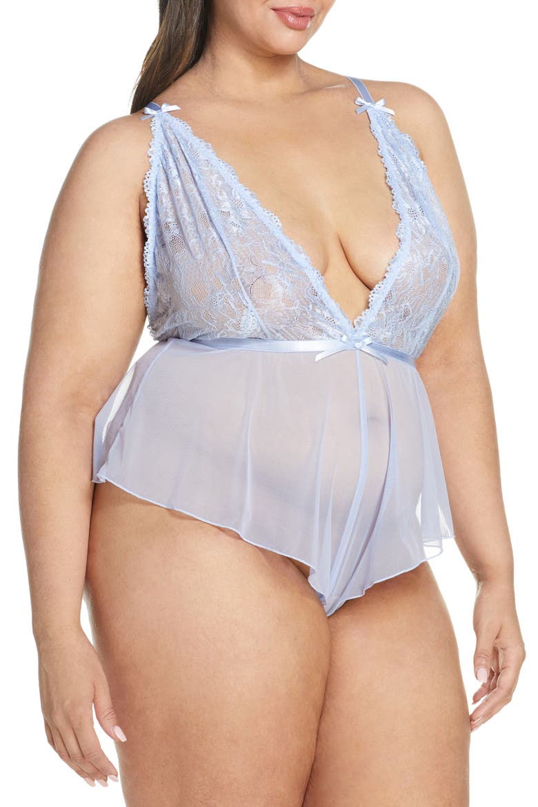 Lace Romper, Alternate, color, BRUNNERA BLUE