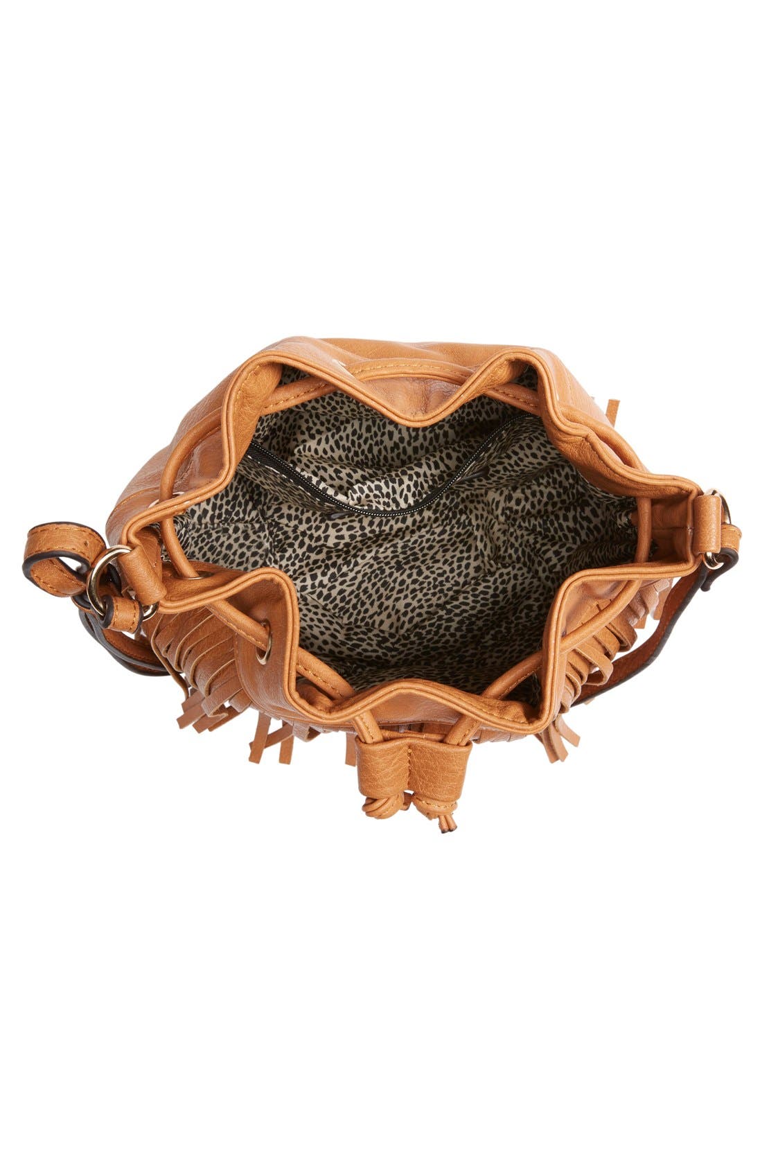 Sole Society Mini Fringe Faux Leather Bucket Bag, Alternate, color, 