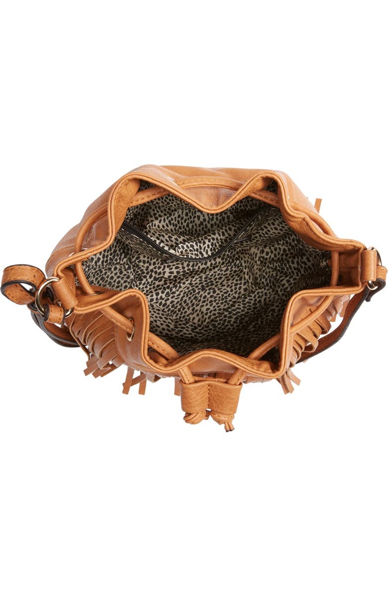 Sole Society Mini Fringe Faux Leather Bucket Bag, Alternate, color,