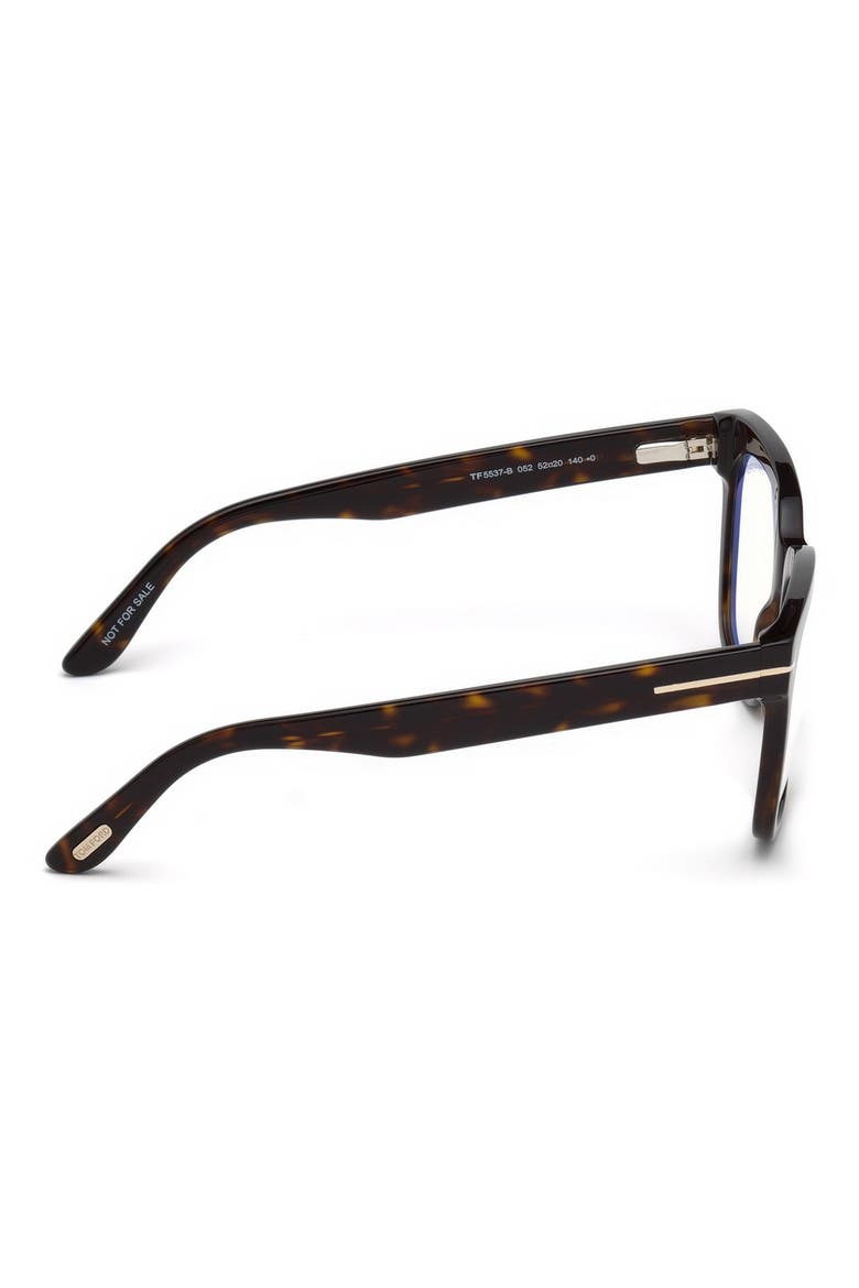 53mm Geometric Blue Light Blocking Glasses, Alternate, color, HAVANA / BLUE BLOCK