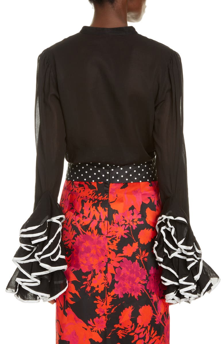 Dries Van Noten Ruffle Cuff Cotton Shirt, Alternate, color,