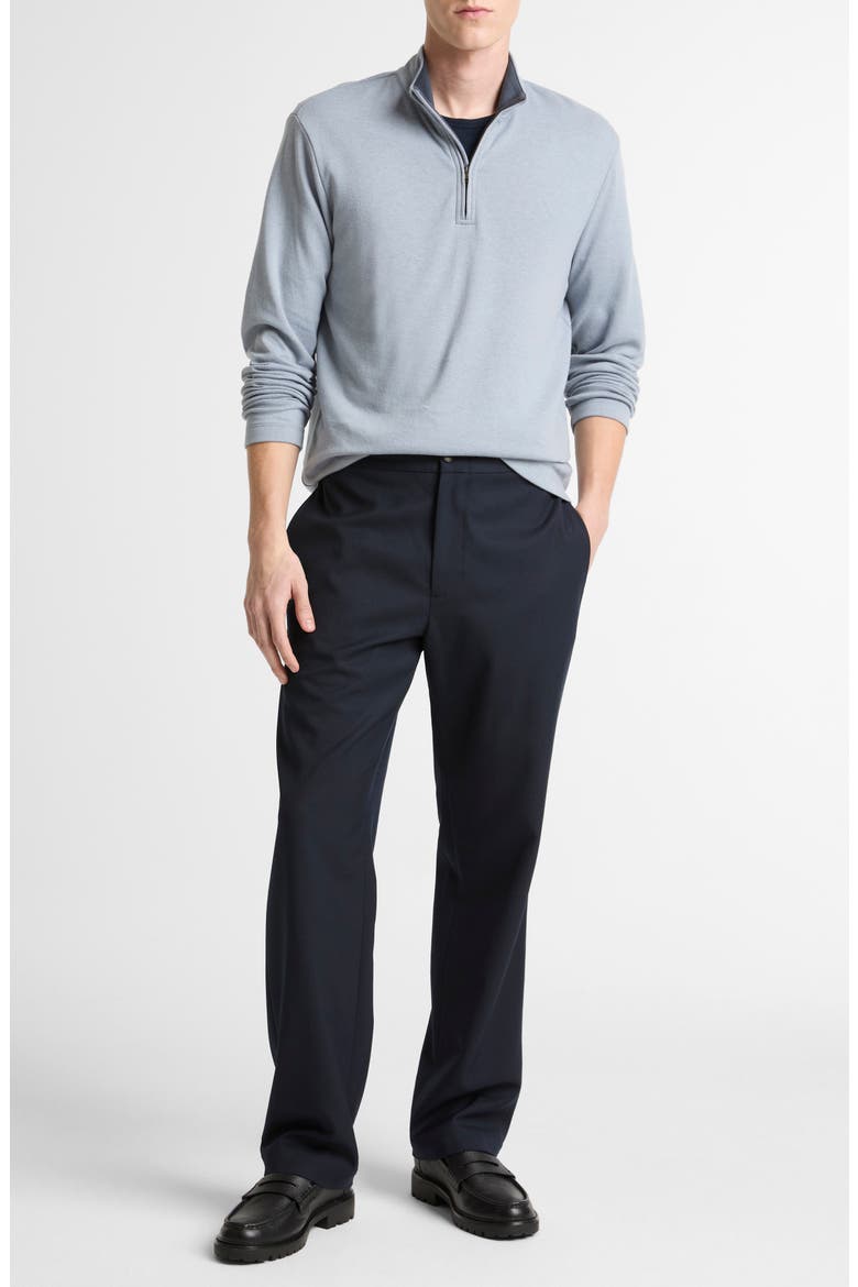 Double Face Cotton Blend Quarter Zip Pullover, Alternate, color, STEEL BLUE/ STUDIO