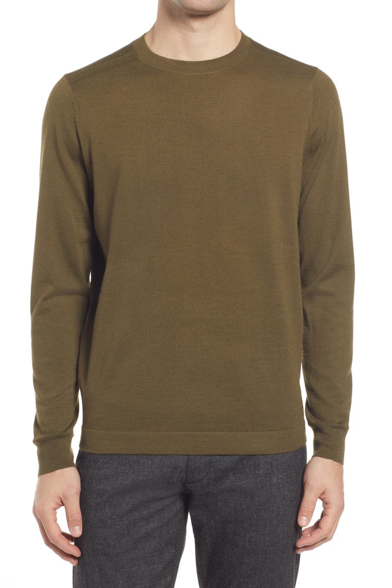 Tech-Smart Crewneck Sweater, Main, color, OLIVE DARK