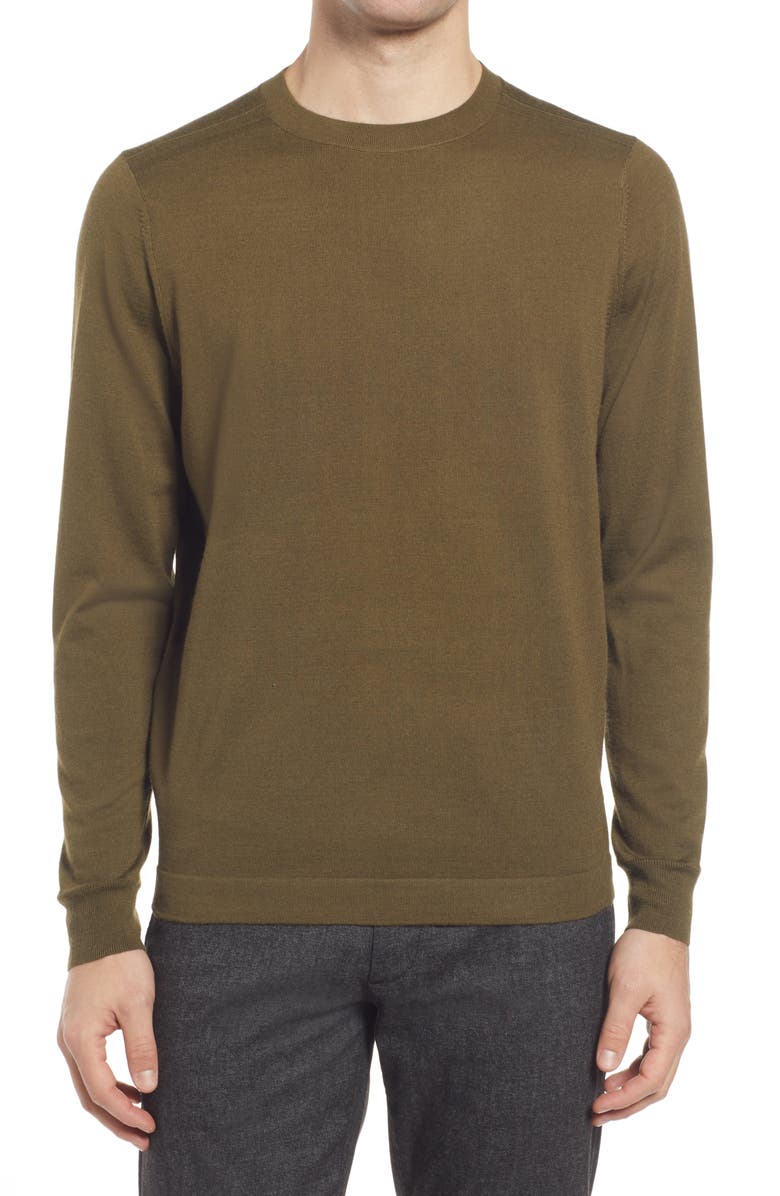 Nordstrom Tech-Smart Crewneck Sweater, Main, color, Olive Dark