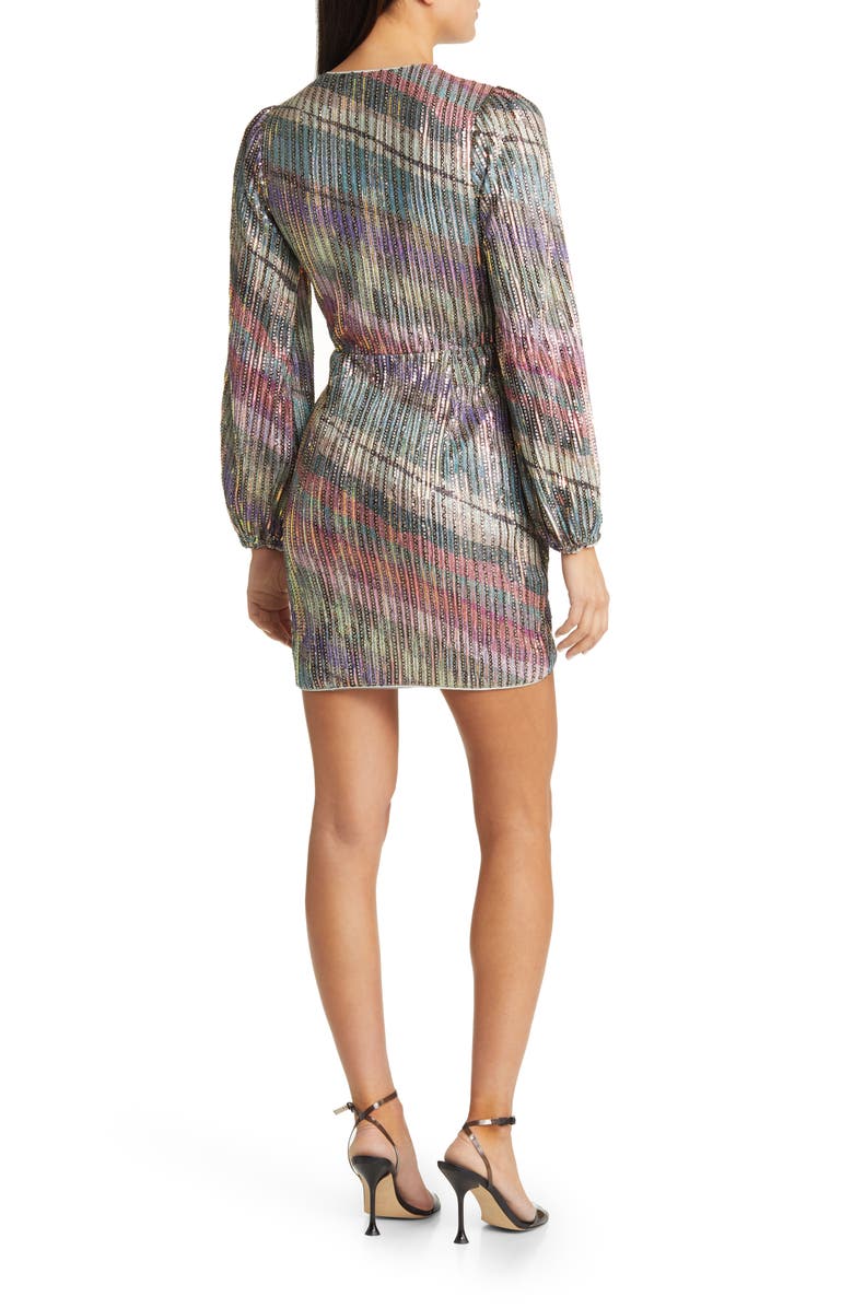 Saylor Debbie Rainbow Crystal Detail Long Sleeve Minidress, Alternate, color, 
