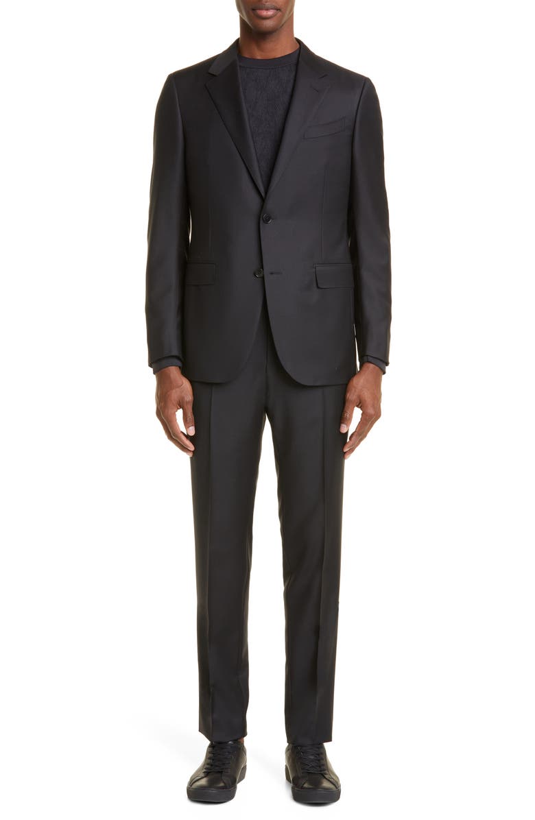 ZEGNA Trofeo<sup>™</sup> Classic Fit Black Wool Suit, Main, color, Blk Sld