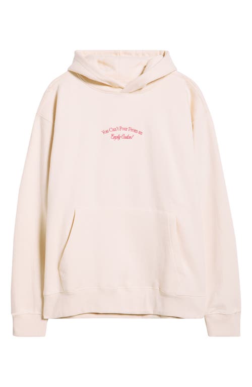 Happy Camp3r You Can't Pour Embroidered Cotton Blend Hoodie In White