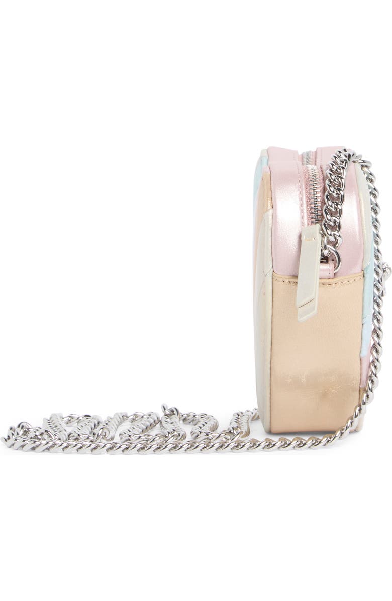 Kurt Geiger London Large Brixton Heart Metallic Leather Crossbody Bag, Alternate, color, Metal Comb