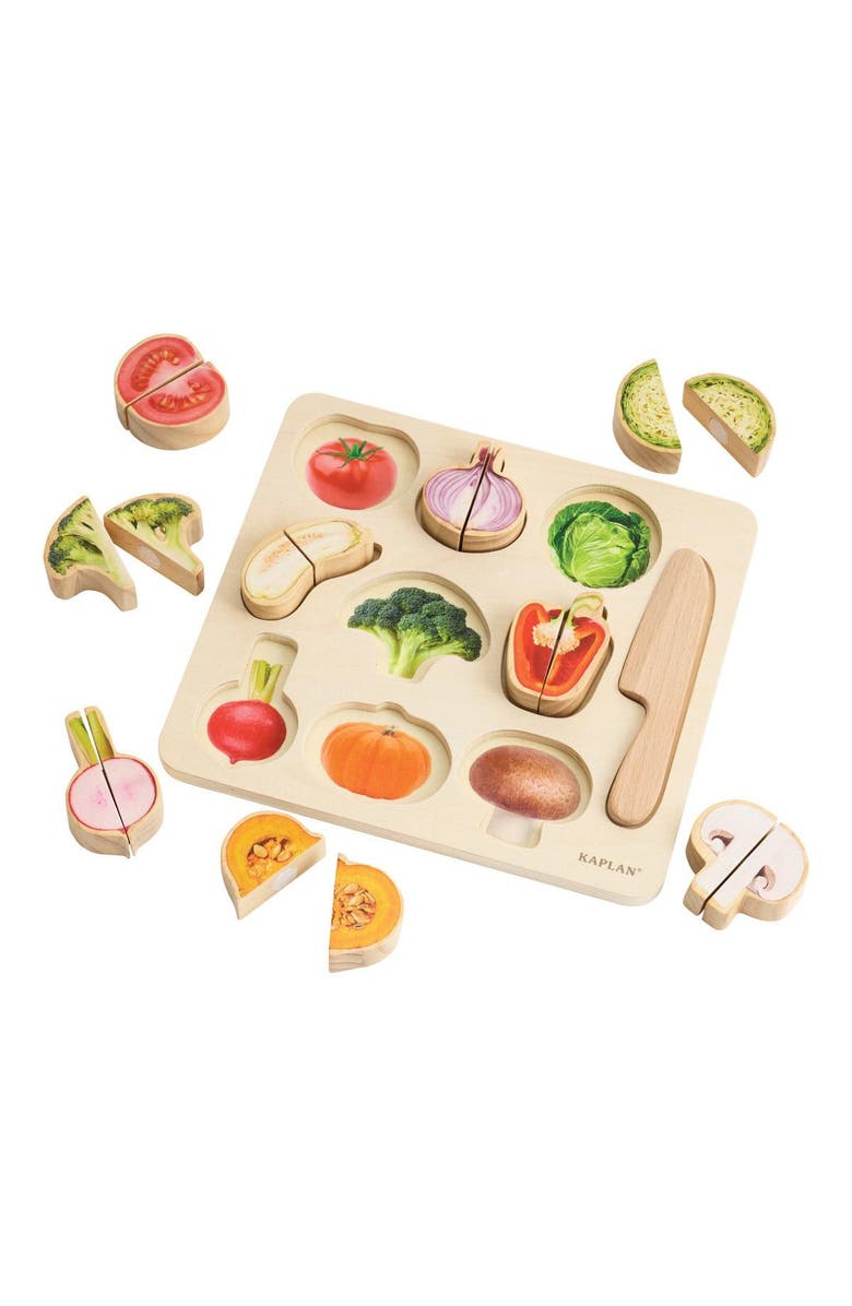 Kaplan Early Learning Company Wooden Slice 
Match Vegetable Puzzle, Alternate, color, Beige