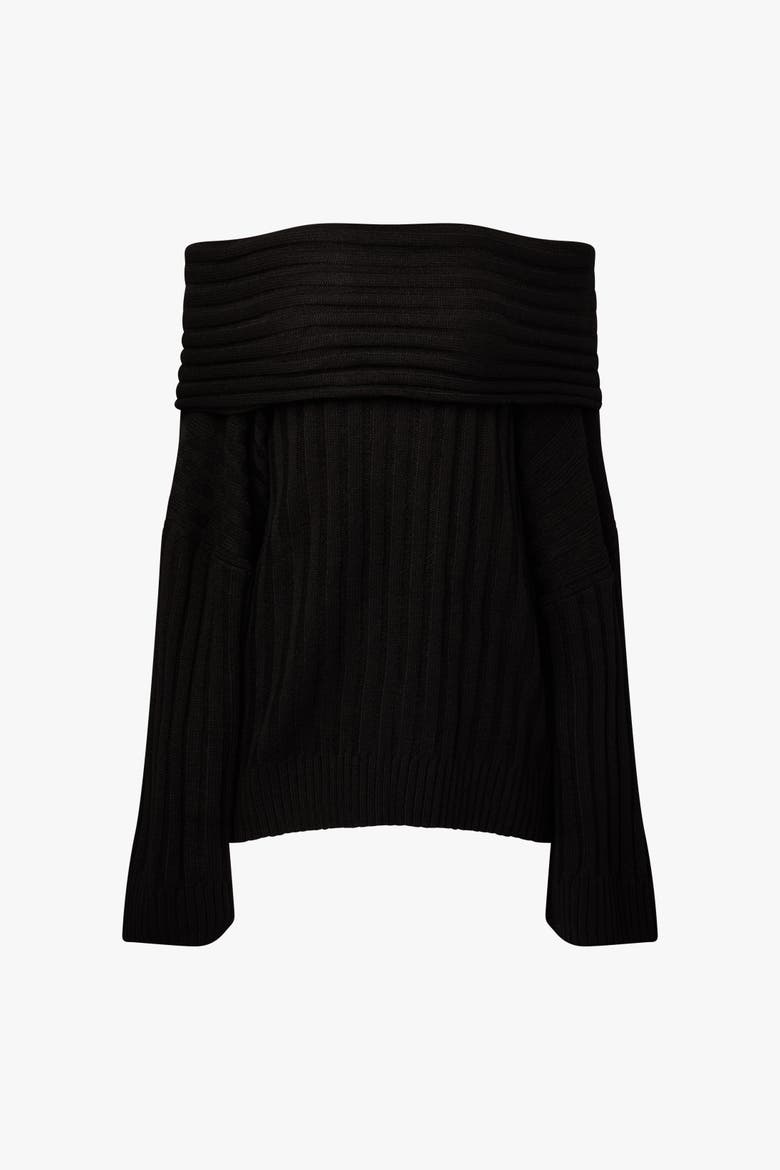 Oversized Off Shoulder Sweater, Alternate, color, BLACK