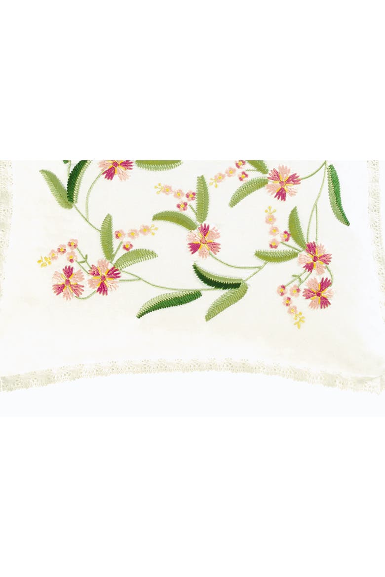 Primavera Embroidered Throw Pillow, 14" x 14", Alternate, color, White
