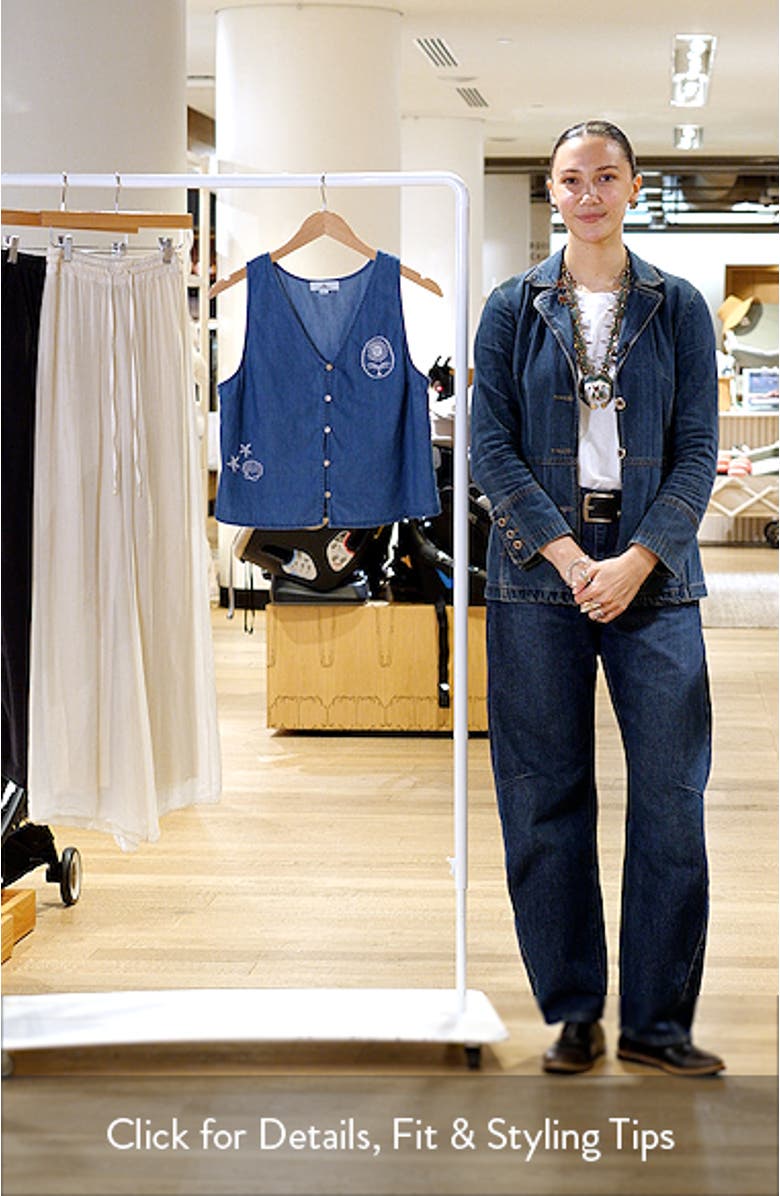 Catalina Island Denim Button-Up Sleeveless Top, sales video thumbnail