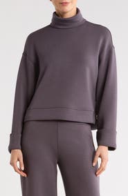 SPANX® Cuffed Sleeve Crop Turtleneck Sweatshirt