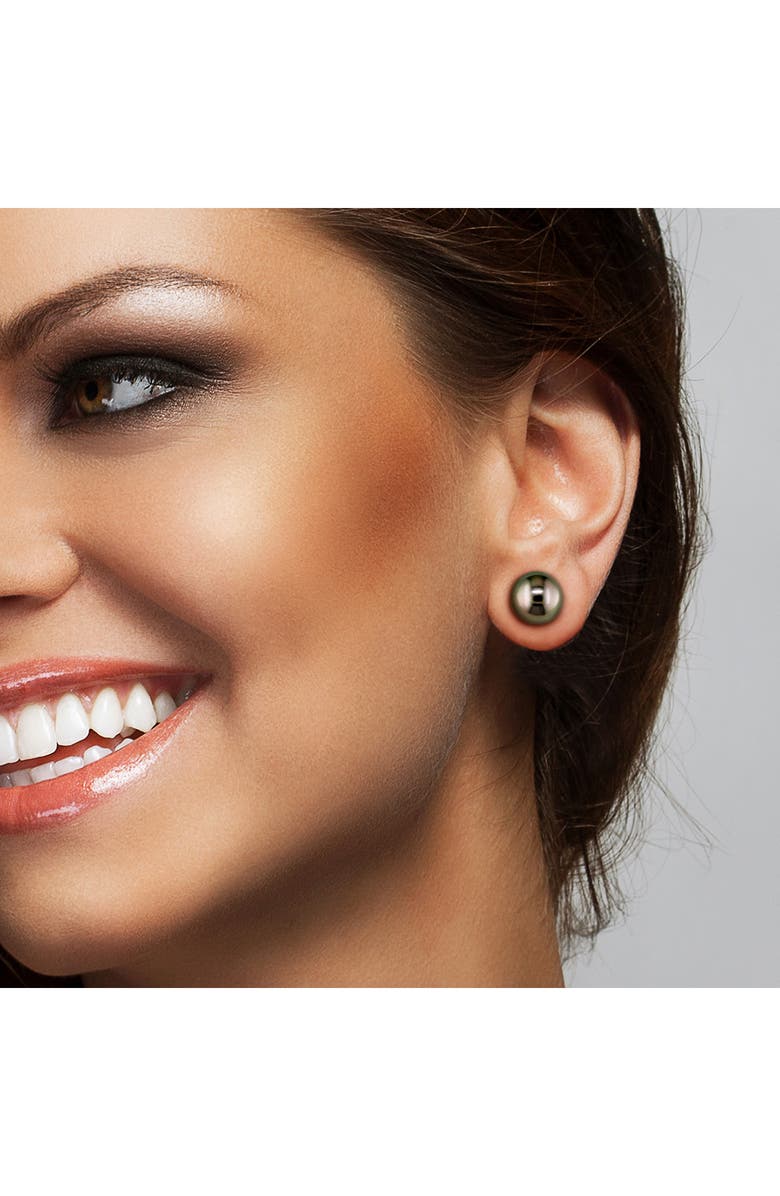 DELMAR Black Tahitian Cultured Pearl Stud Earrings, Alternate, color, 