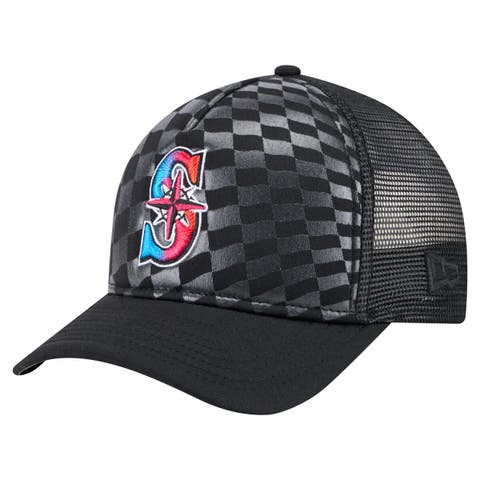 Men's New Era Black Seattle Mariners Gradient 9FORTY A-Frame M-Crown Trucker Adjustable Hat