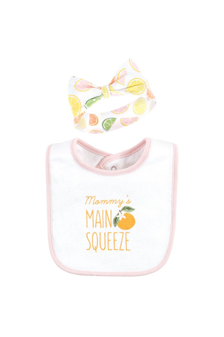 Soft Cotton Bib & Headwear Duo Set, Alternate, color, Citrus Orange