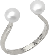 Spero London Double Pearl Sterling Silver Adjustable Open Ring