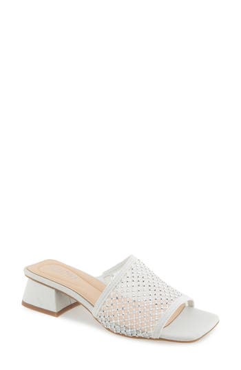Reaction Kenneth Cole Buenita Slide Sandal In White Crystal Mesh