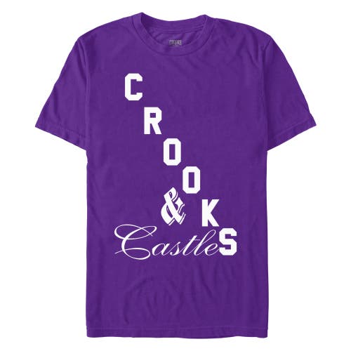 Shop Crooks & Castles White Big Bold Logo  Graphic T-shirt In Purple