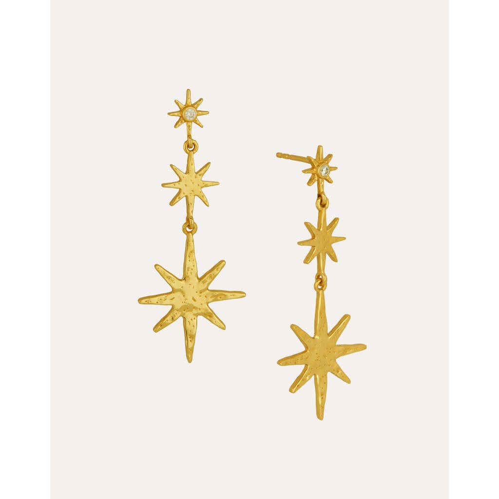 Ottoman Hands Star Drop Earrings In Gold