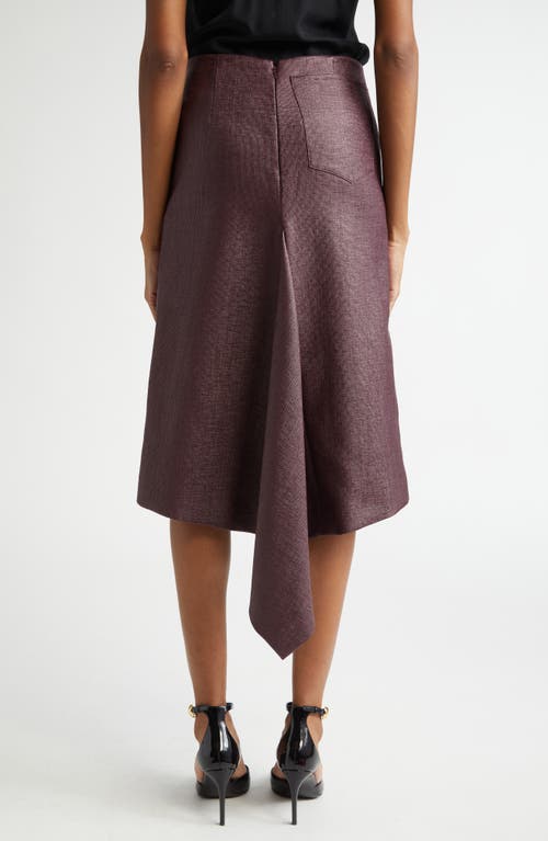 Shop Ferragamo Asymmetric Cascade Detail Skirt In Oxblood
