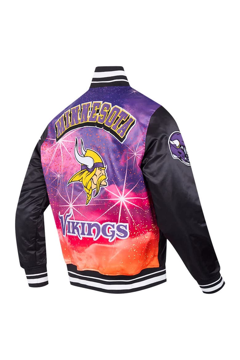 Men's Pro Standard Black Minnesota Vikings Sublimated Satin Full-Snap Jacket, Alternate, color, Black