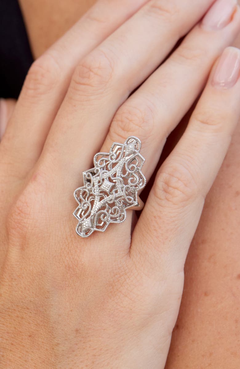 SAVVY CIE JEWELS Filigree Diamond Ring, Alternate, color, White