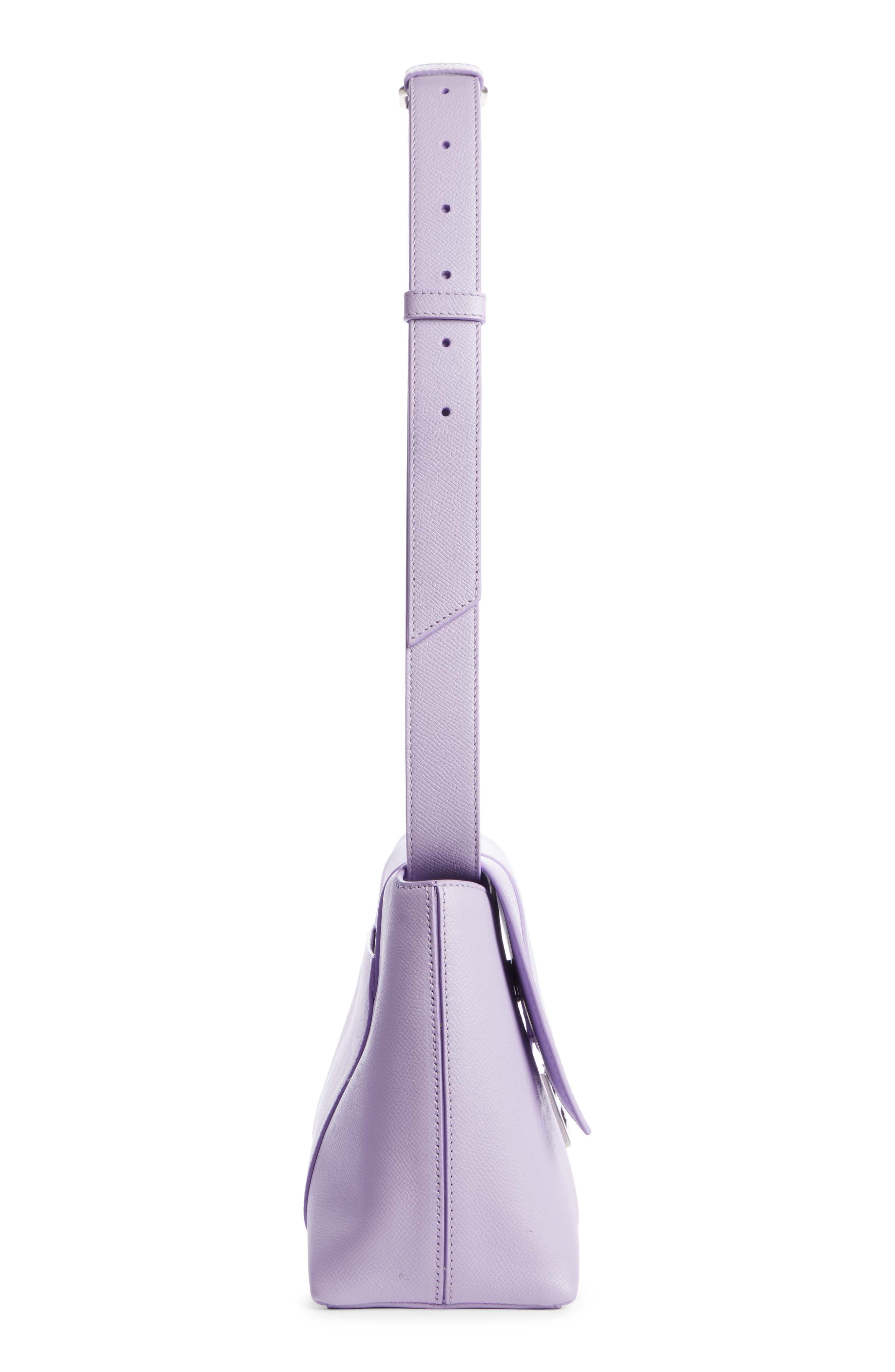 Soft Hourglass Calfskin Leather Shoulder Bag, Alternate, color, LILAC
