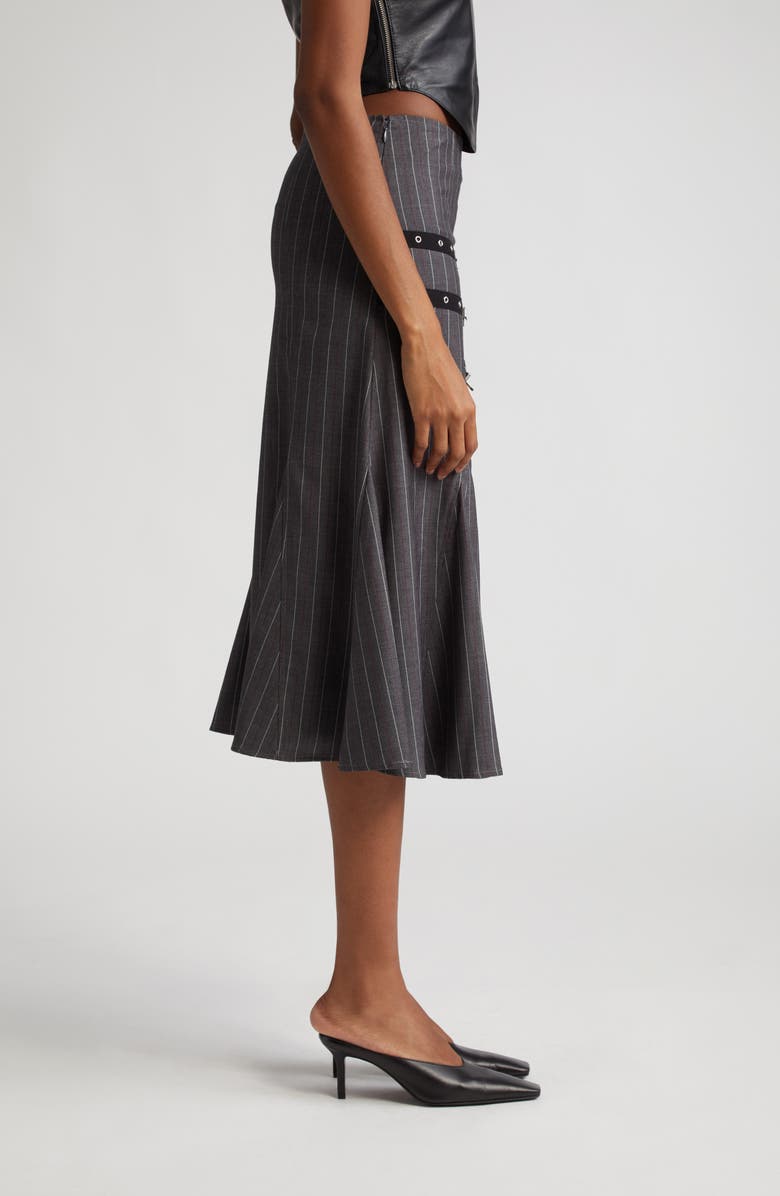 Miaou Alma Pinstripe Buckle Strap Skirt, Alternate, color, 