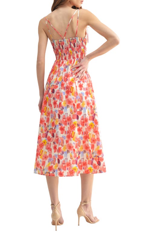 Mila Mae Floral A-line Midi Sundress In Red Multi Floral