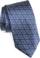 David Donahue Geometric Jacquard Silk Tie
